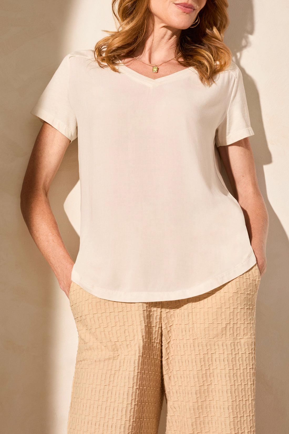 Soft Touch Cotton Mixed Media Top
