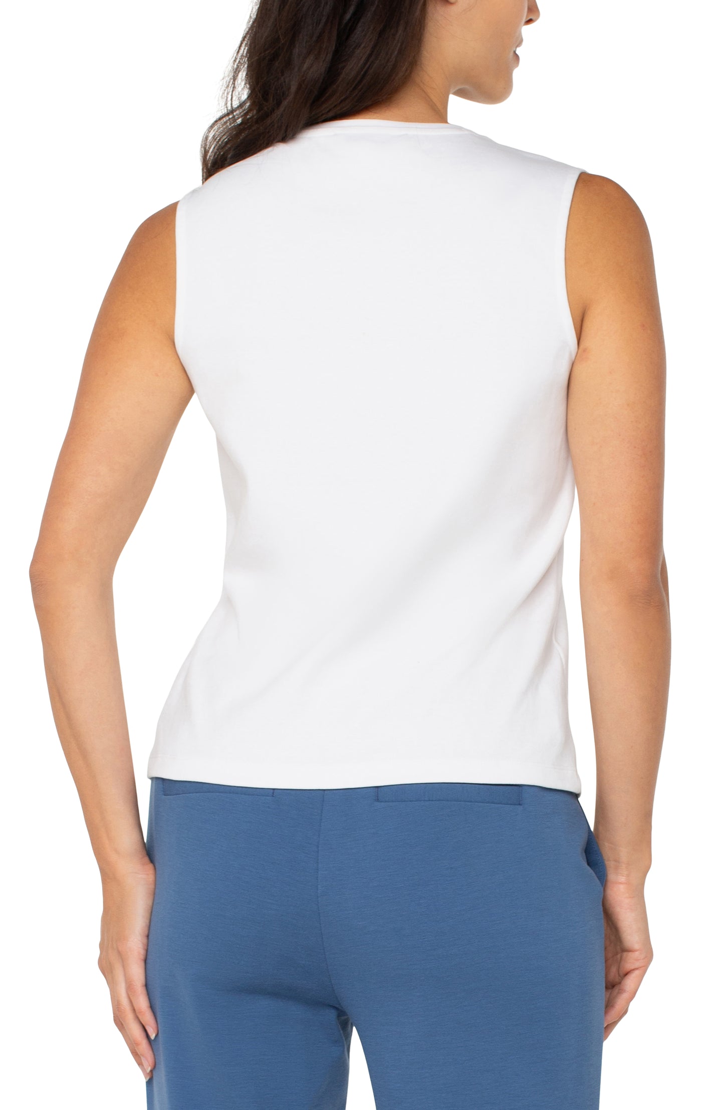 White Sleeveless V-Neck Knit Top