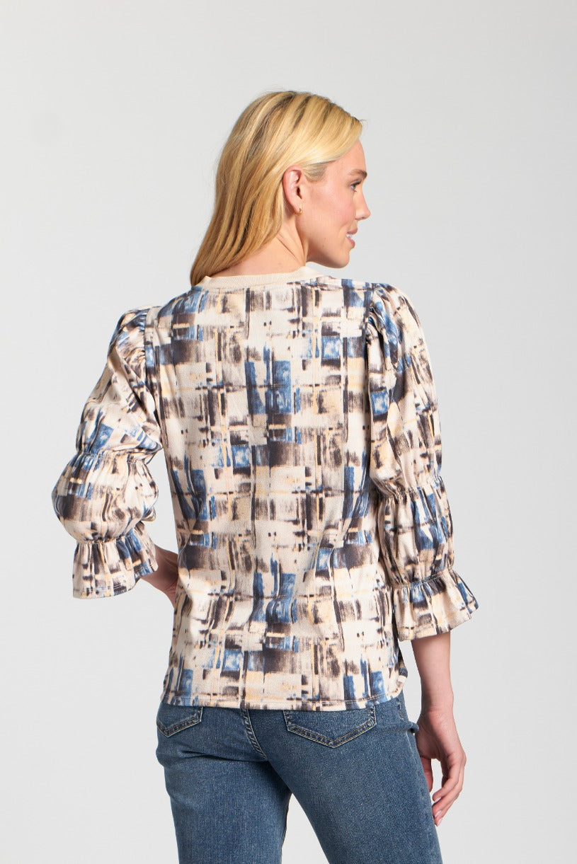 Vegan Suede V-Neck Pull Over with Renaissance Sleeves