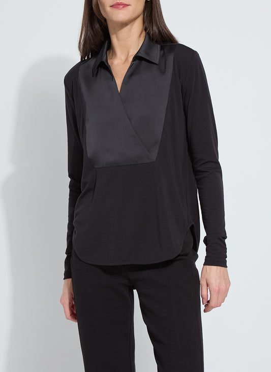 Pietra Shirt Collar Mix Media Top