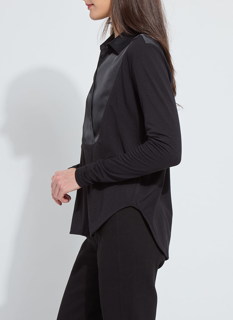 Pietra Shirt Collar Mix Media Top