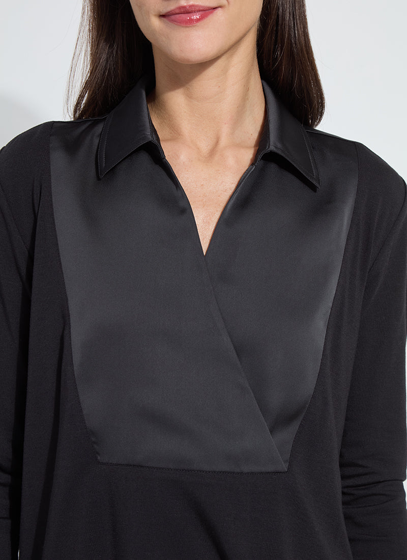 Pietra Shirt Collar Mix Media Top