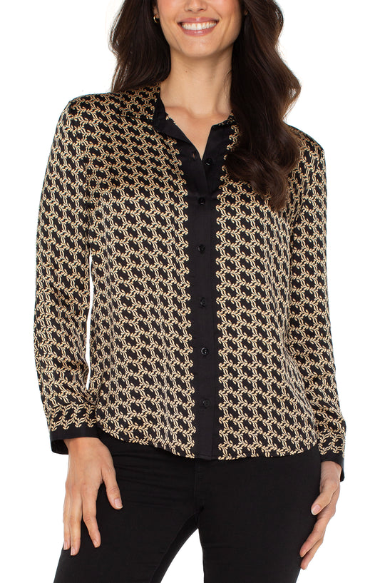 Silky Woven Button Front Shirt