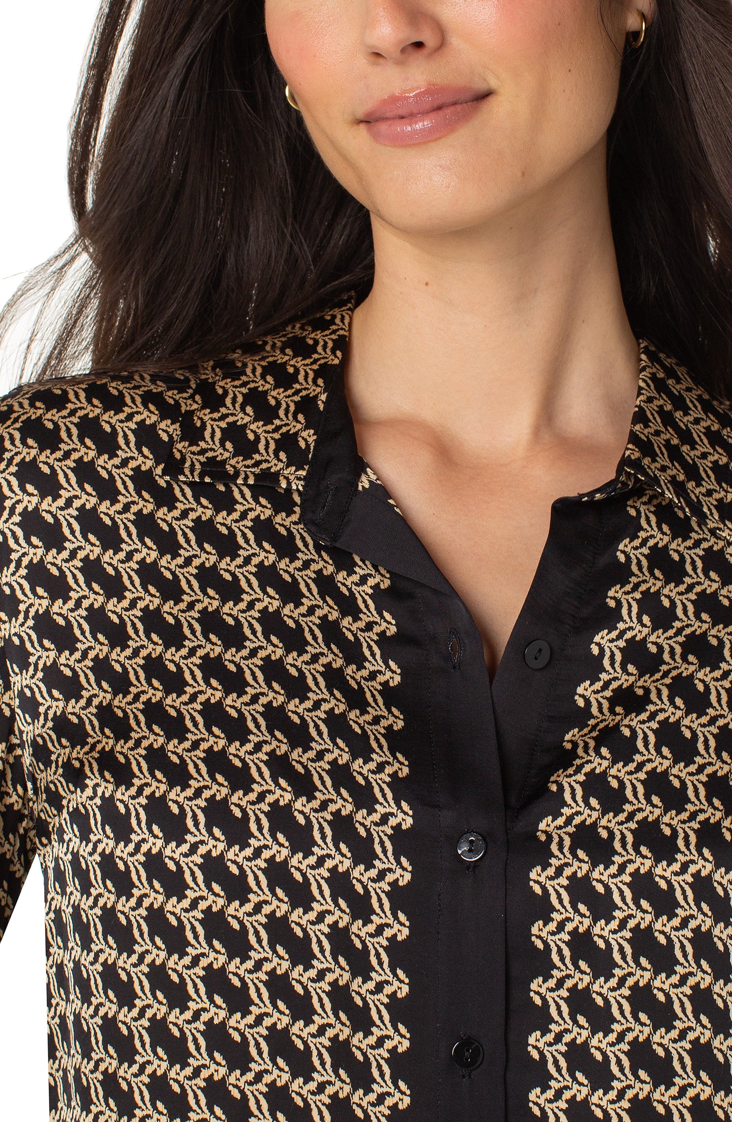 Silky Woven Button Front Shirt