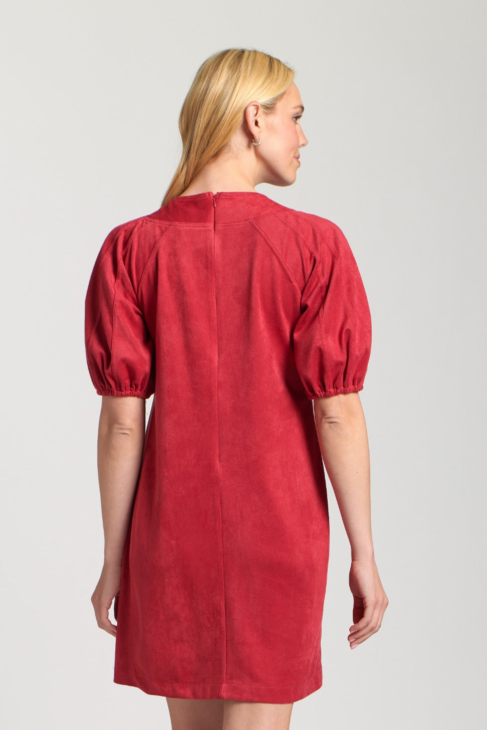 Vegan Suede Lace-Up Puff Sleeved Dress