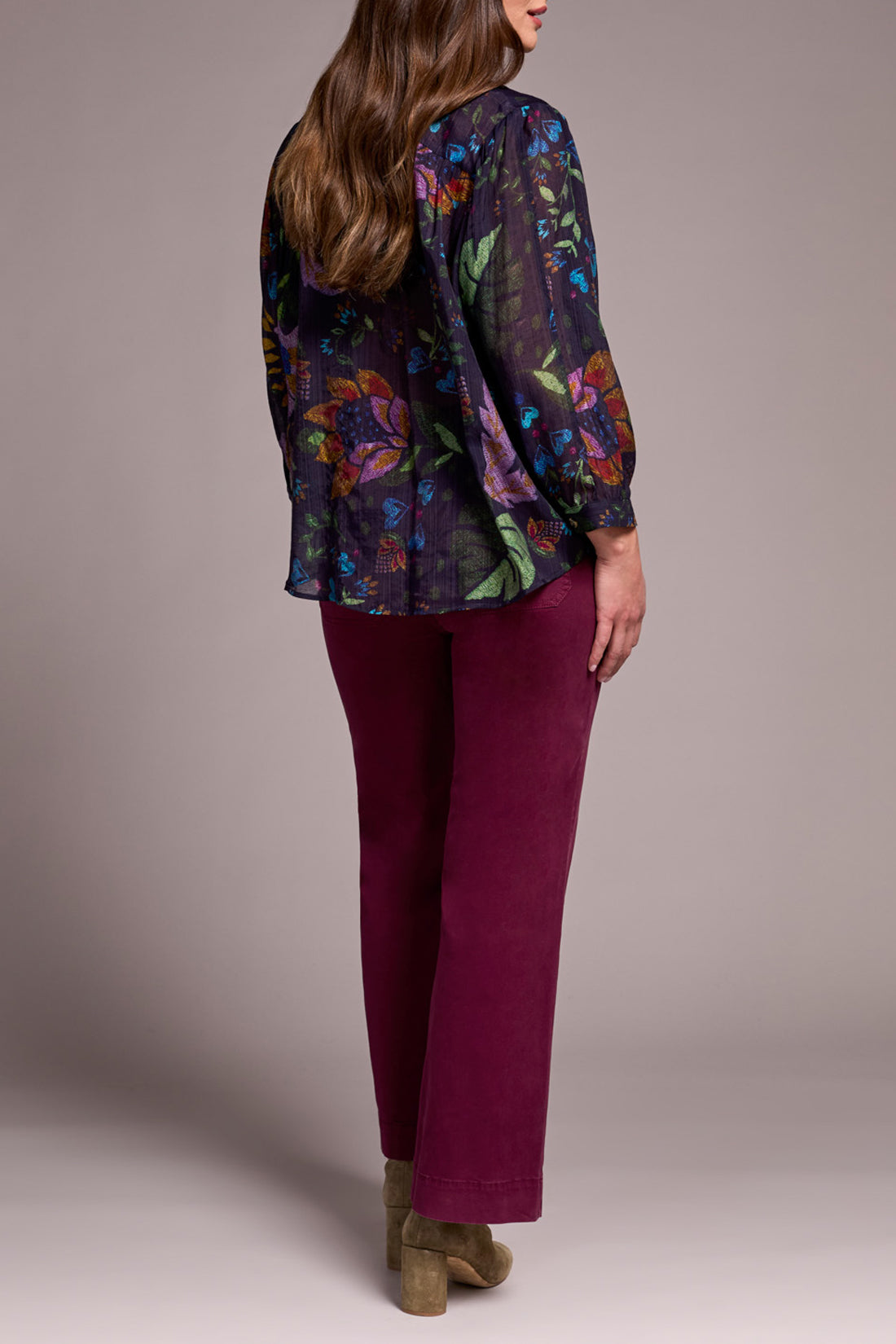 Flowy Dolman Sleeve Blouse With Self-Covering Buttons