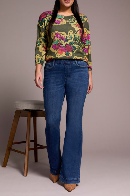 Faded Blue Audrey Pull On Flare Jeans