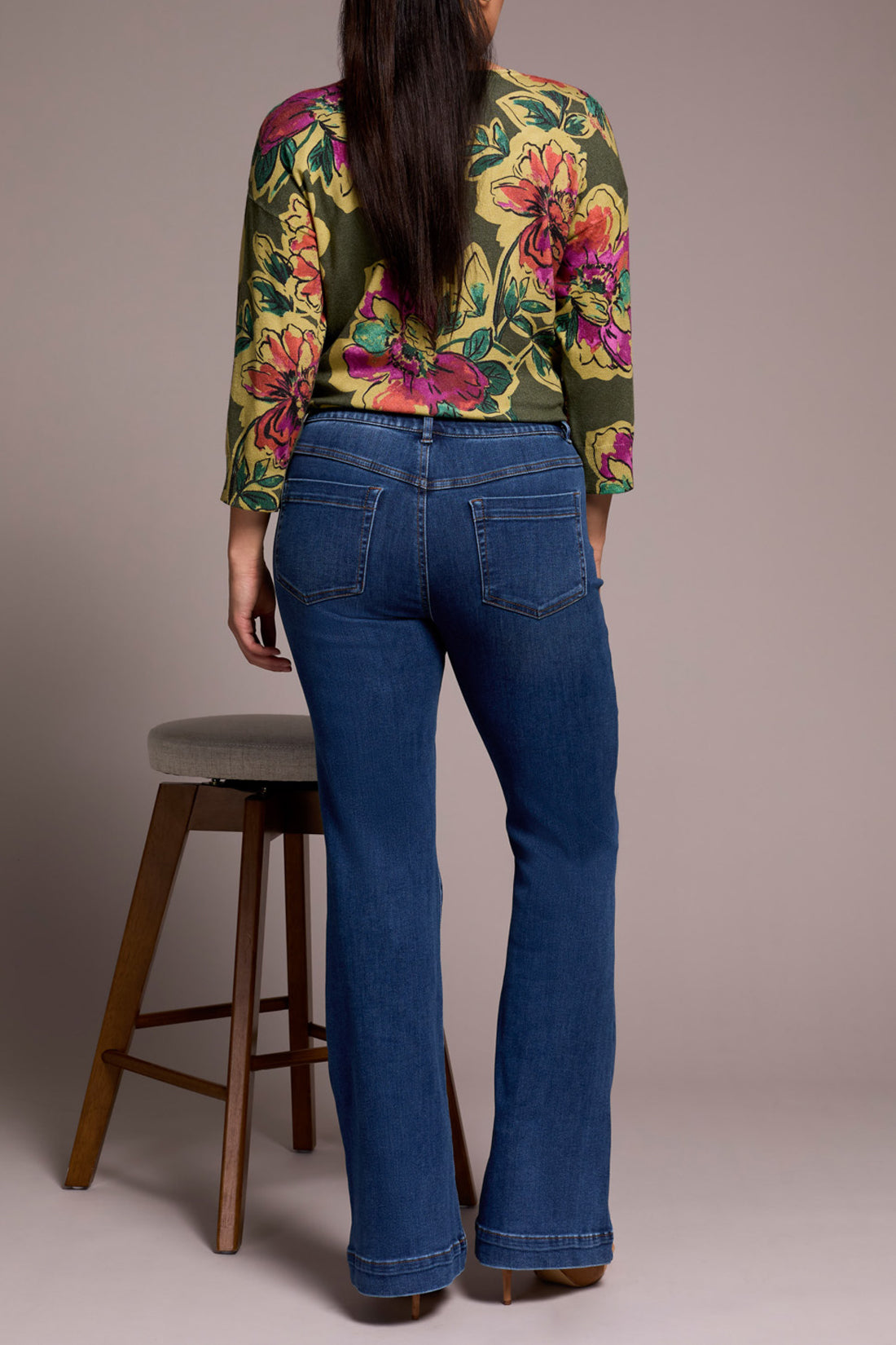 Faded Blue Audrey Pull On Flare Jeans