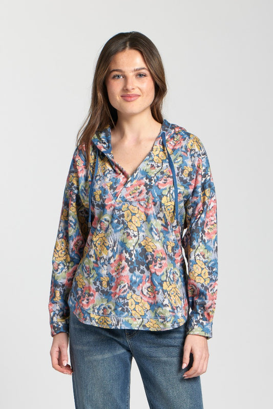 Floral Drawstring Hoodie