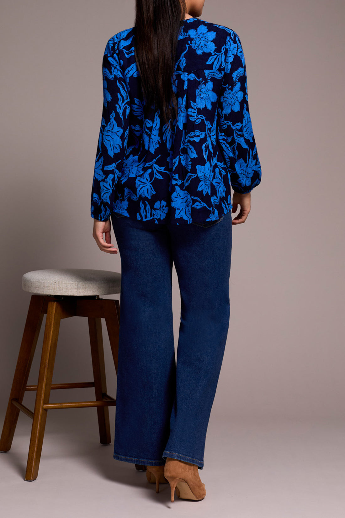 Blouse with Pintuck And Lace Up