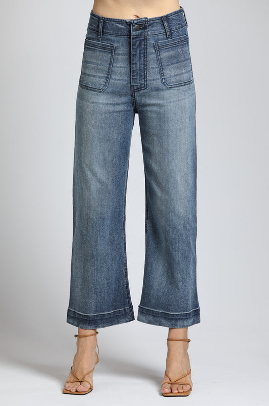 Cropped Wide Leg Jean With Patch Pockets