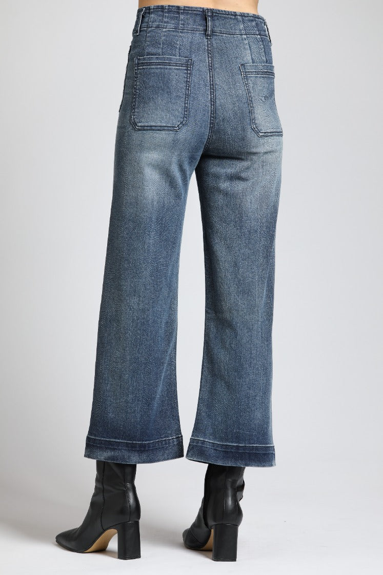 Cropped Wide Leg Jean With Patch Pockets