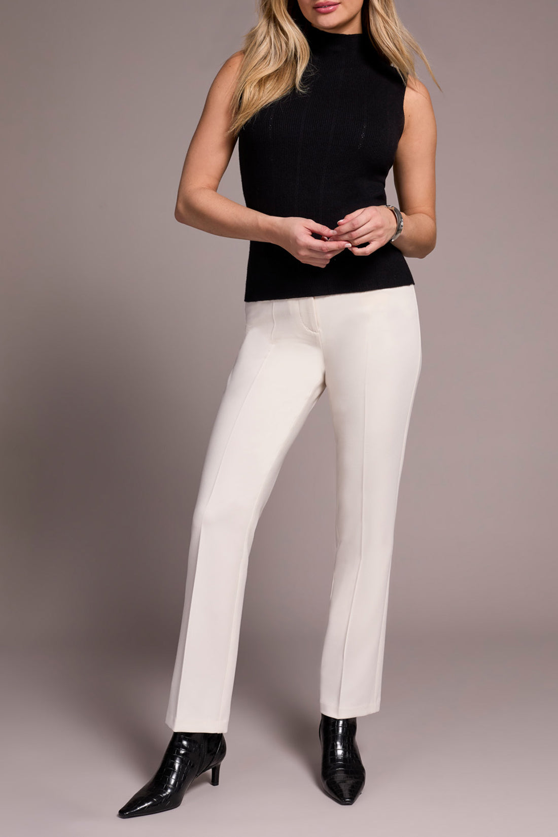 Textured Sleeveless Mock Neck Top