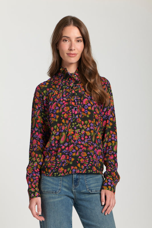 Ruffle Half Placket Blouse