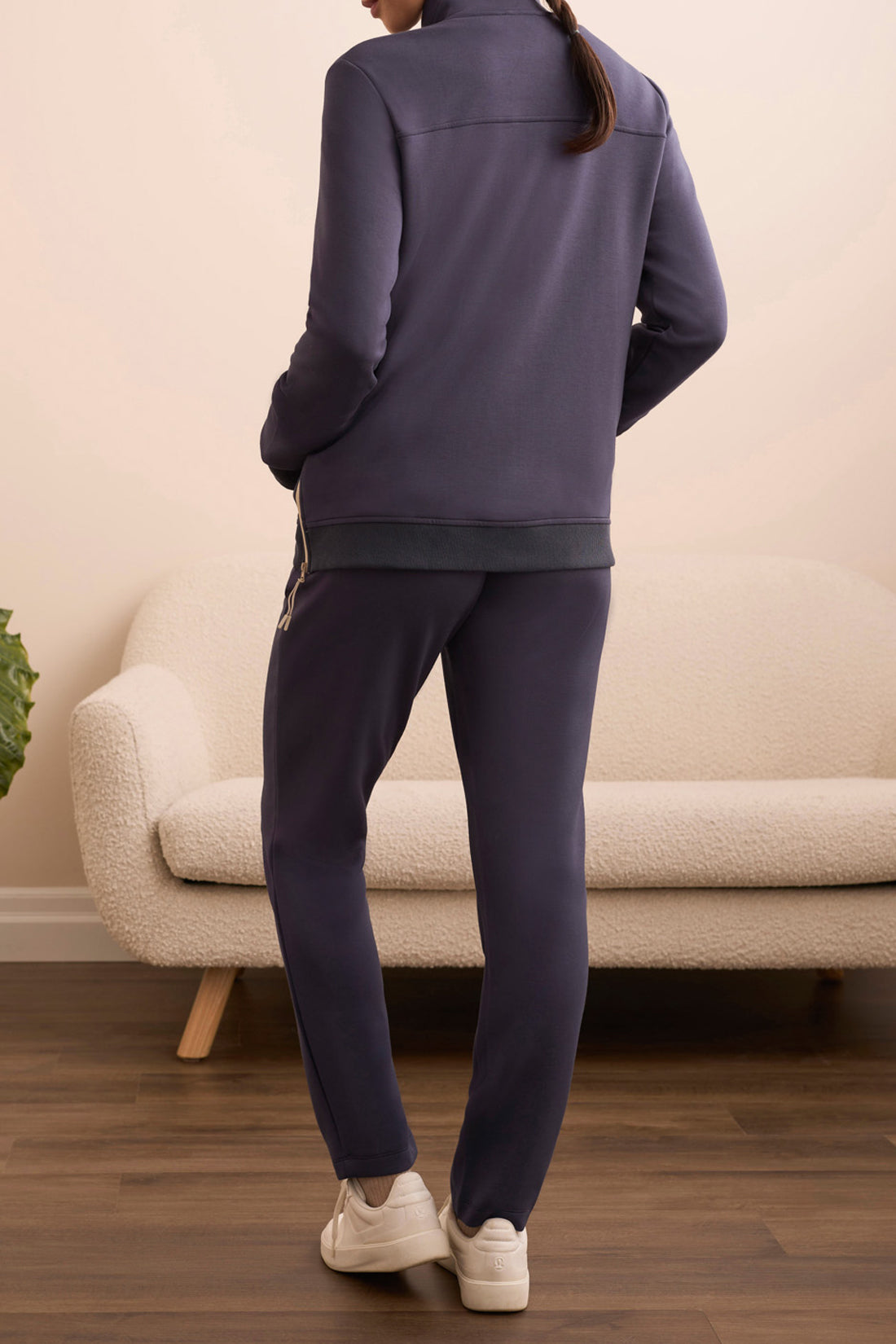 Scuba Knit Textured Mock Neck Cardigan
