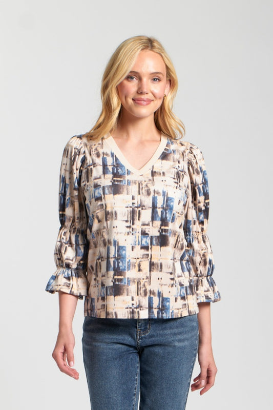 Vegan Suede V-Neck Pull Over with Renaissance Sleeves