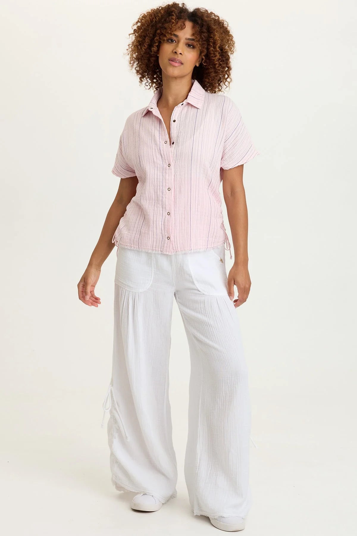 Muriel Wide Leg White Gauze Pant