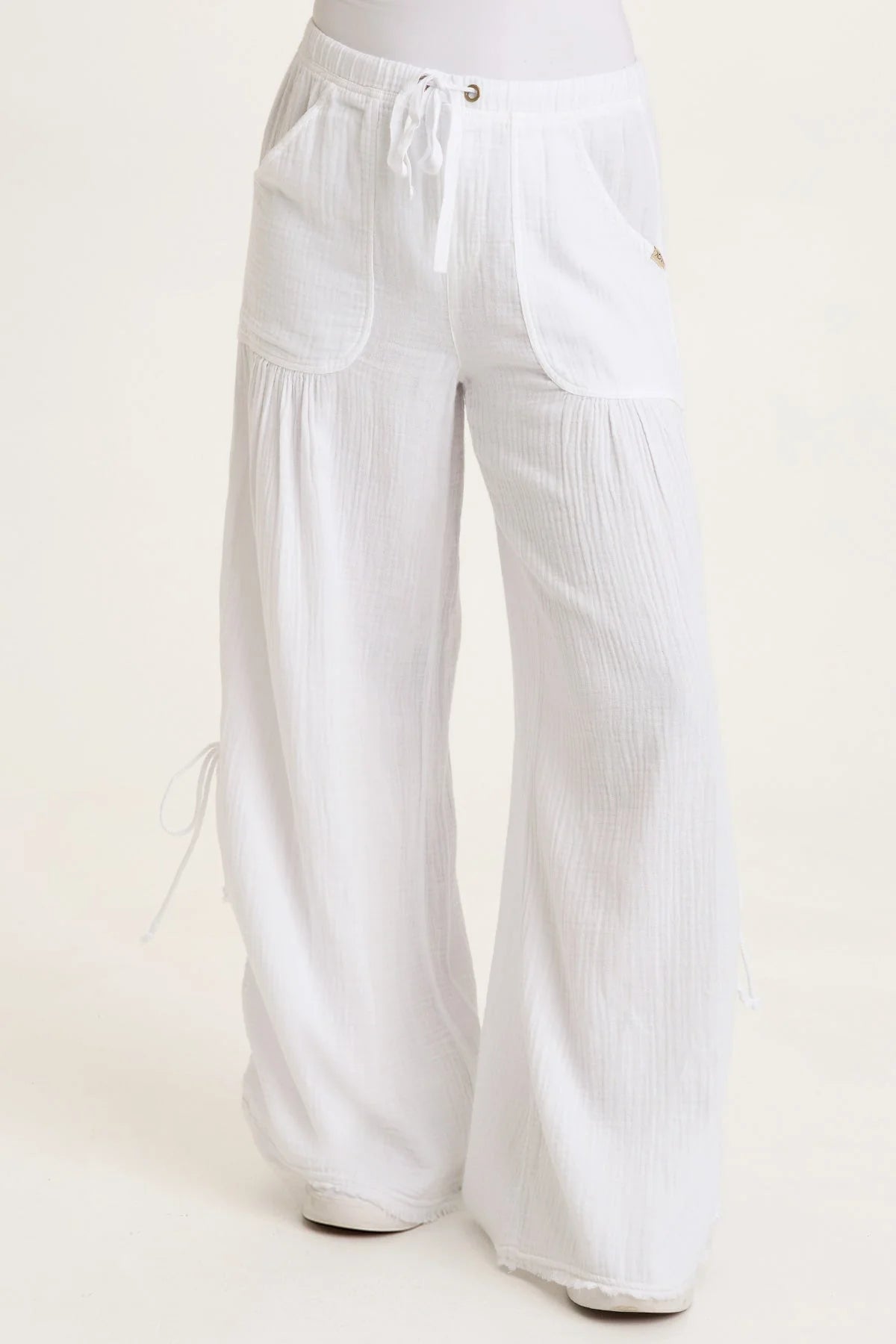 Muriel Wide Leg White Gauze Pant