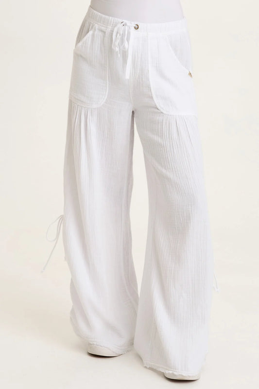 Muriel Wide Leg White Gauze Pant