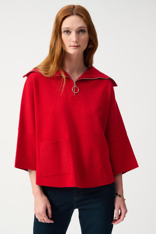 Jacquard Zipped Collar Sweater