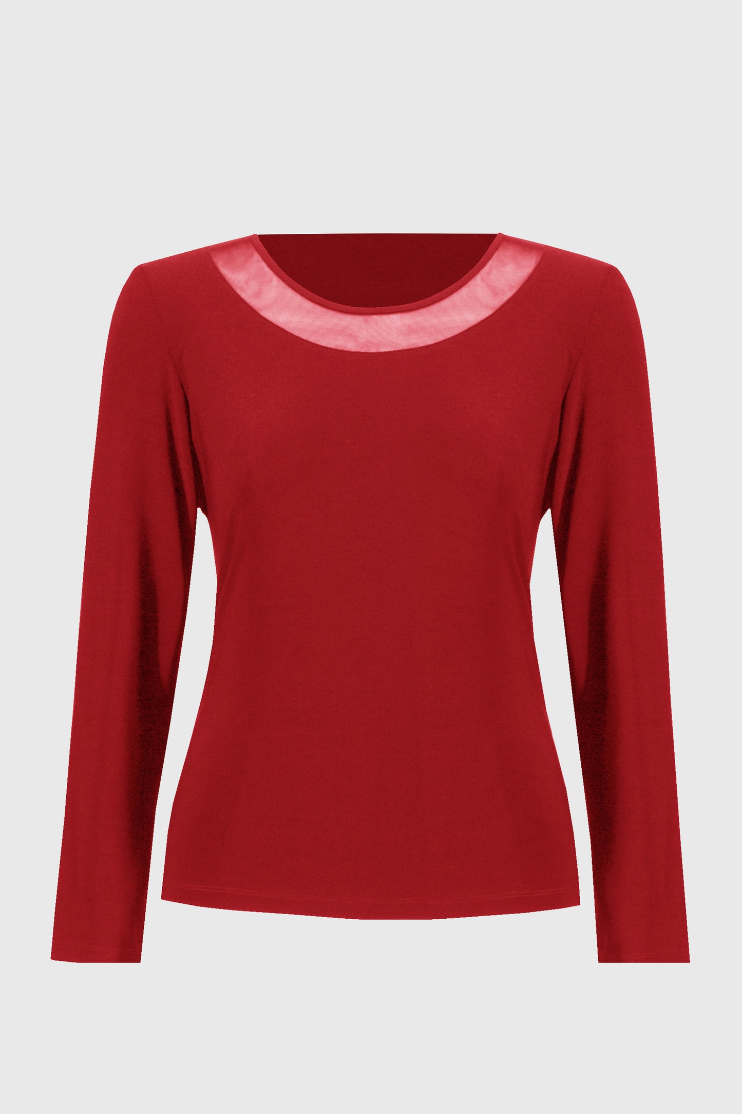Silky Knit and Mesh Fitted Top