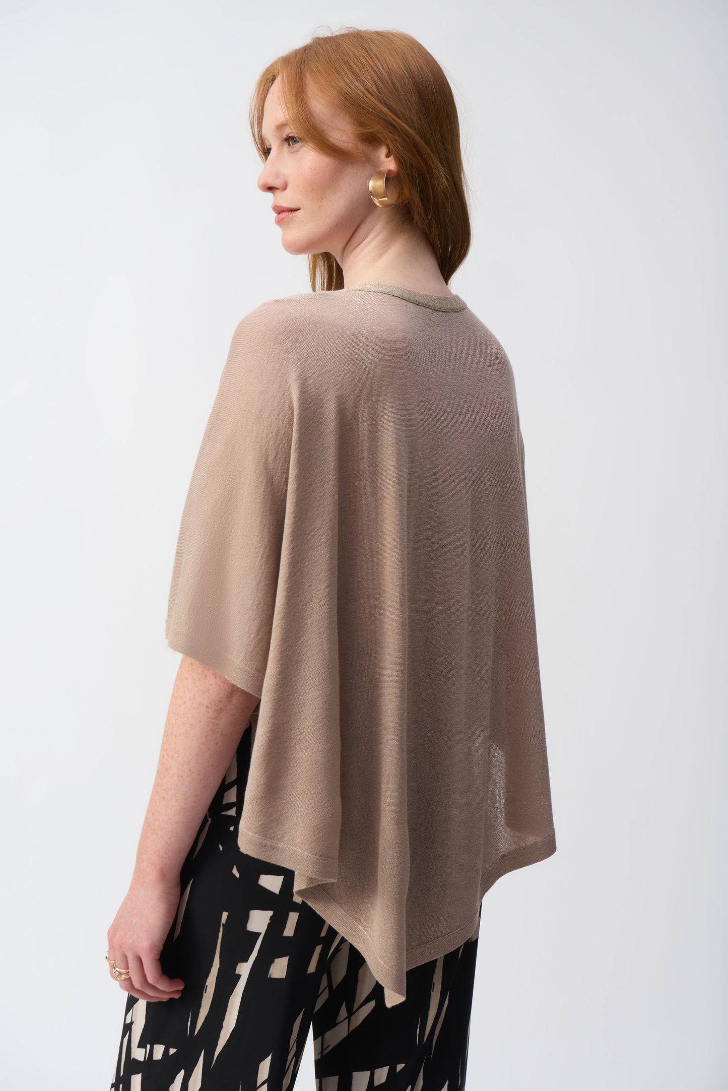 Metallic Sweater Knit Poncho Top