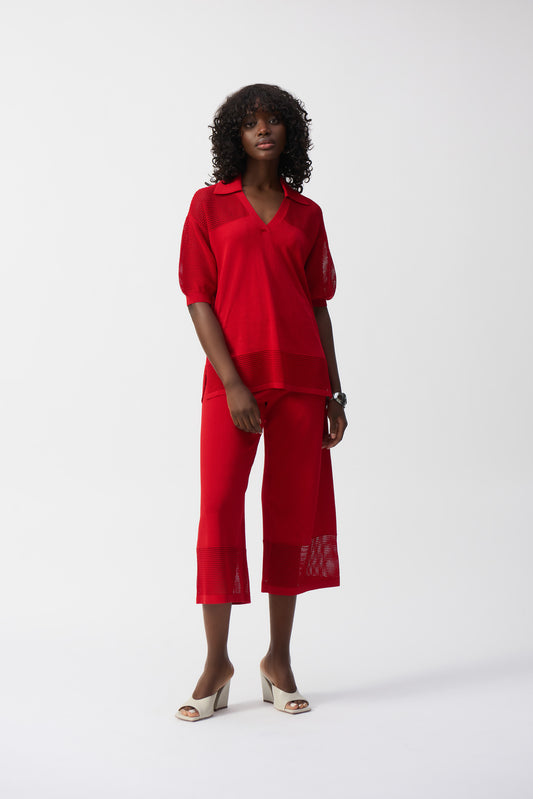 Sweater Knit Pullover With Pointelle Detail