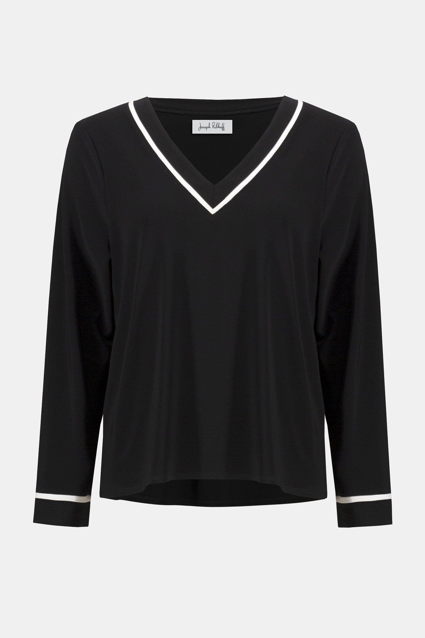 Silky Knit Straight Top With Contrast Detail