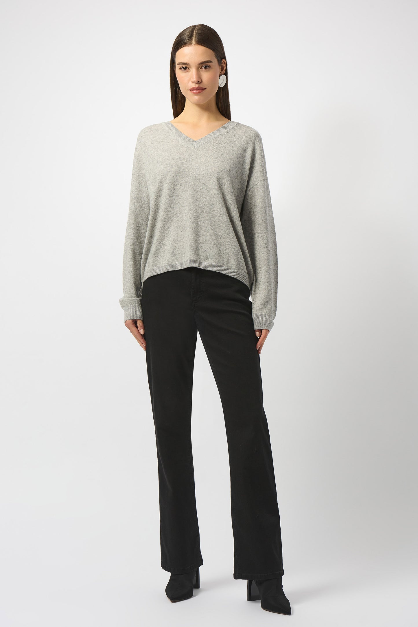 Wool Blend V-Neck Boxy Sweater