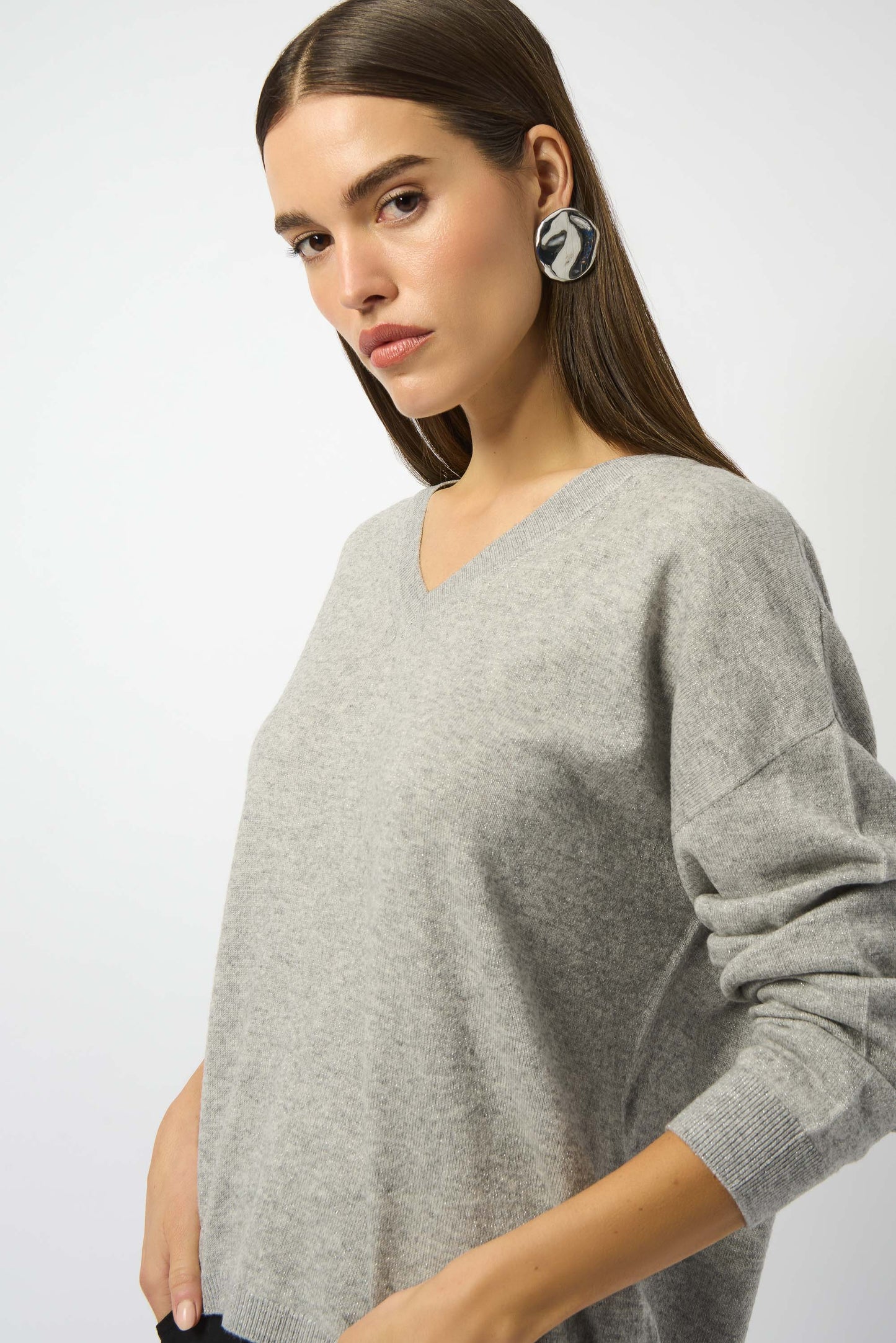 Wool Blend V-Neck Boxy Sweater