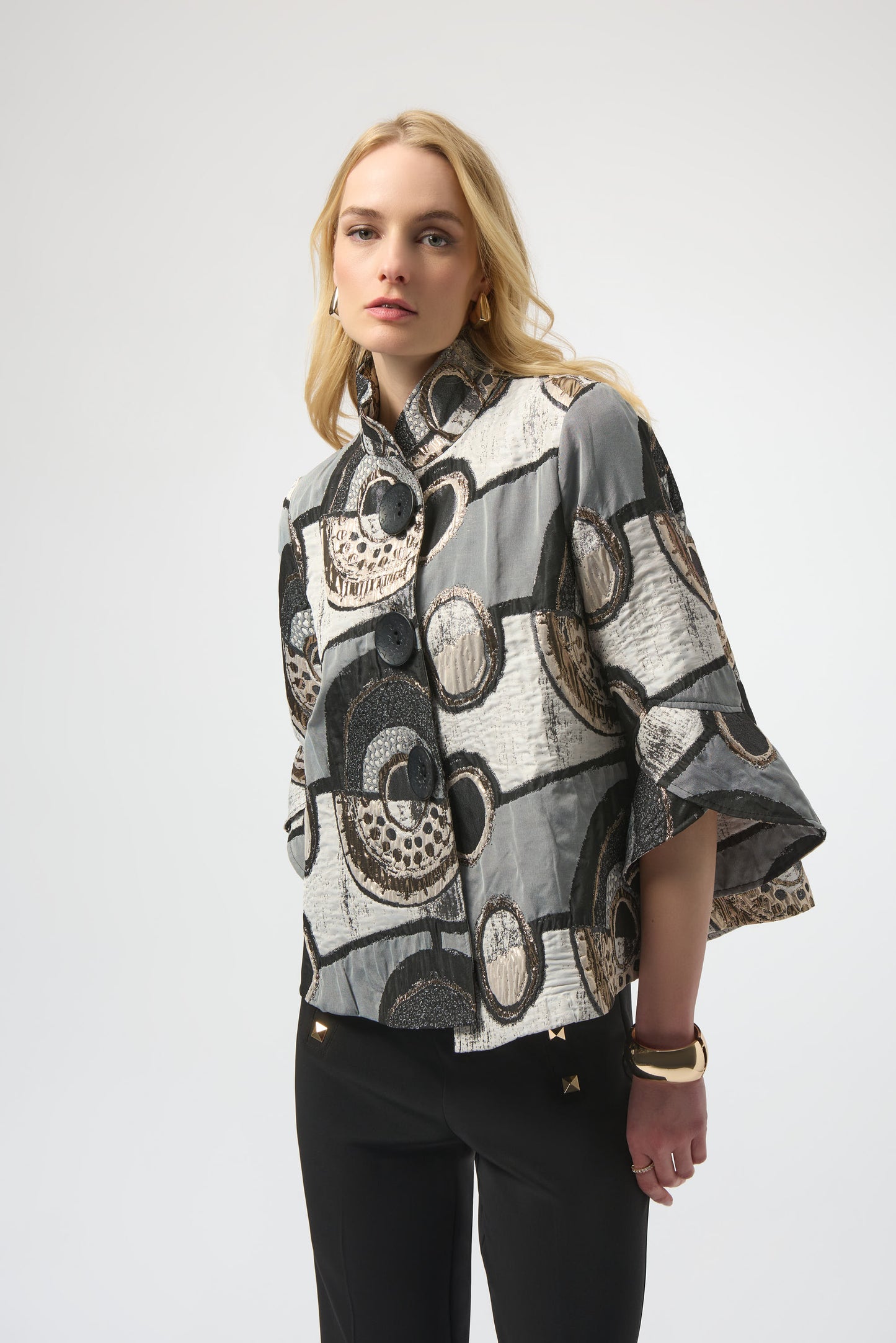 Abstract Jacquard Trapeze Jacket
