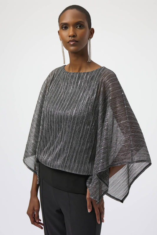 Sequined Pleated Knit Layered Top