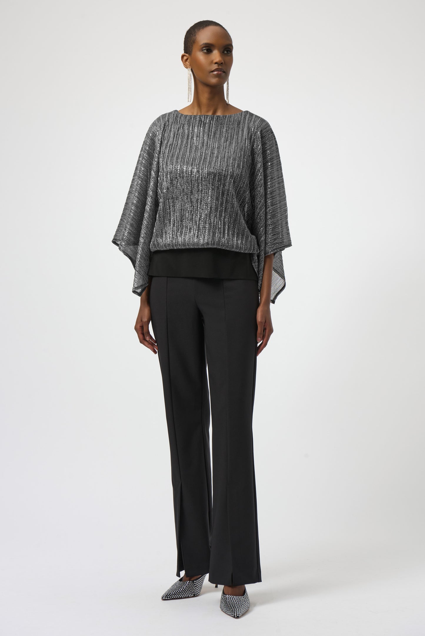 Sequined Pleated Knit Layered Top