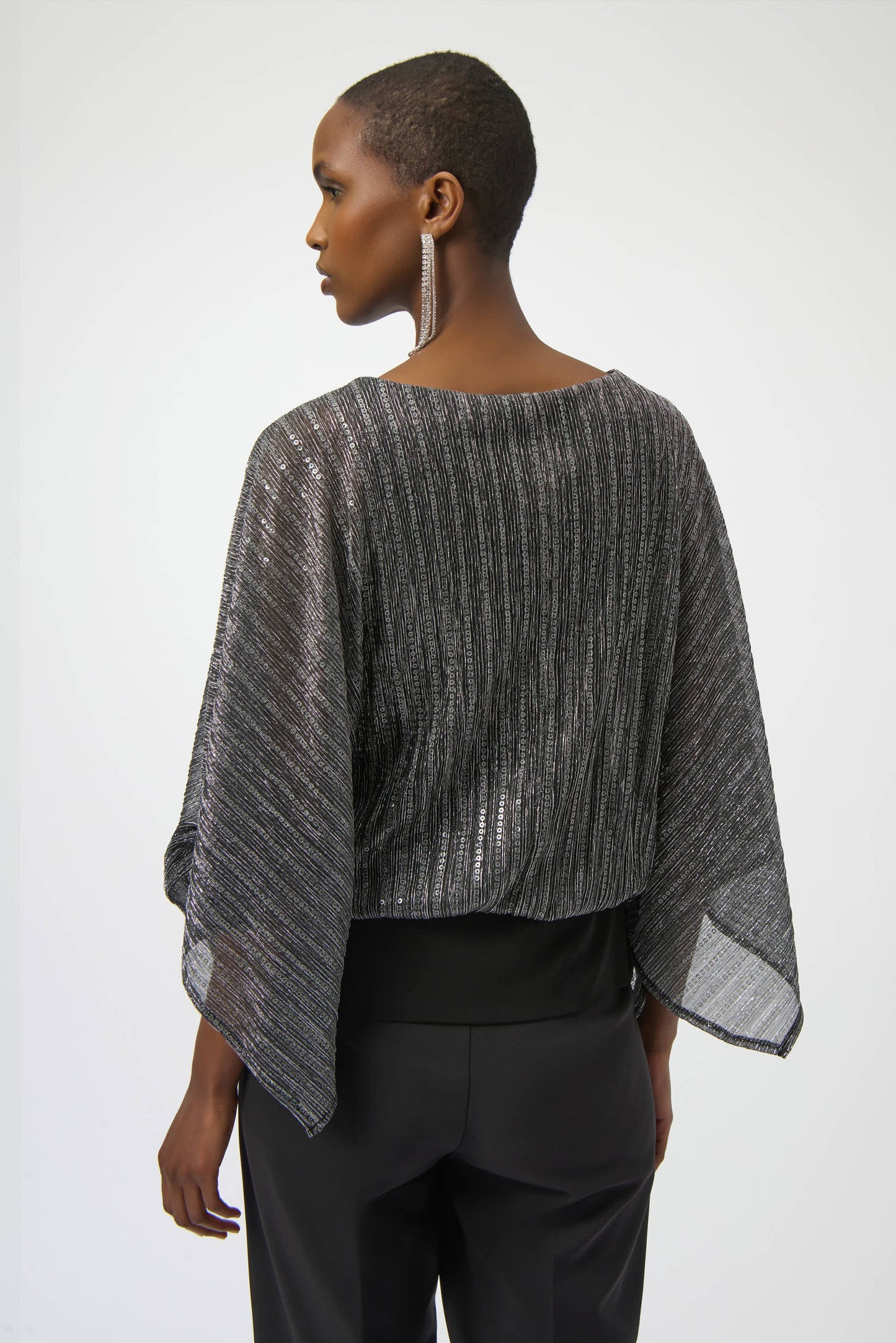 Sequined Pleated Knit Layered Top