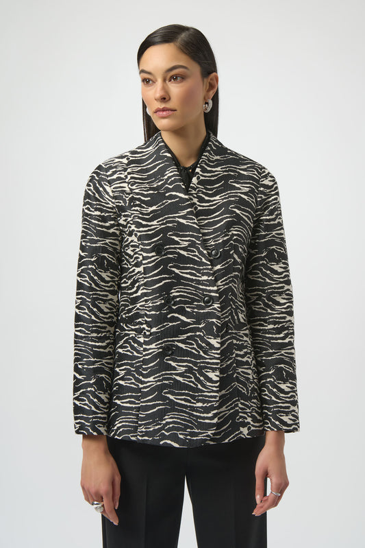 Jacquard Animal Print Straight Blazer