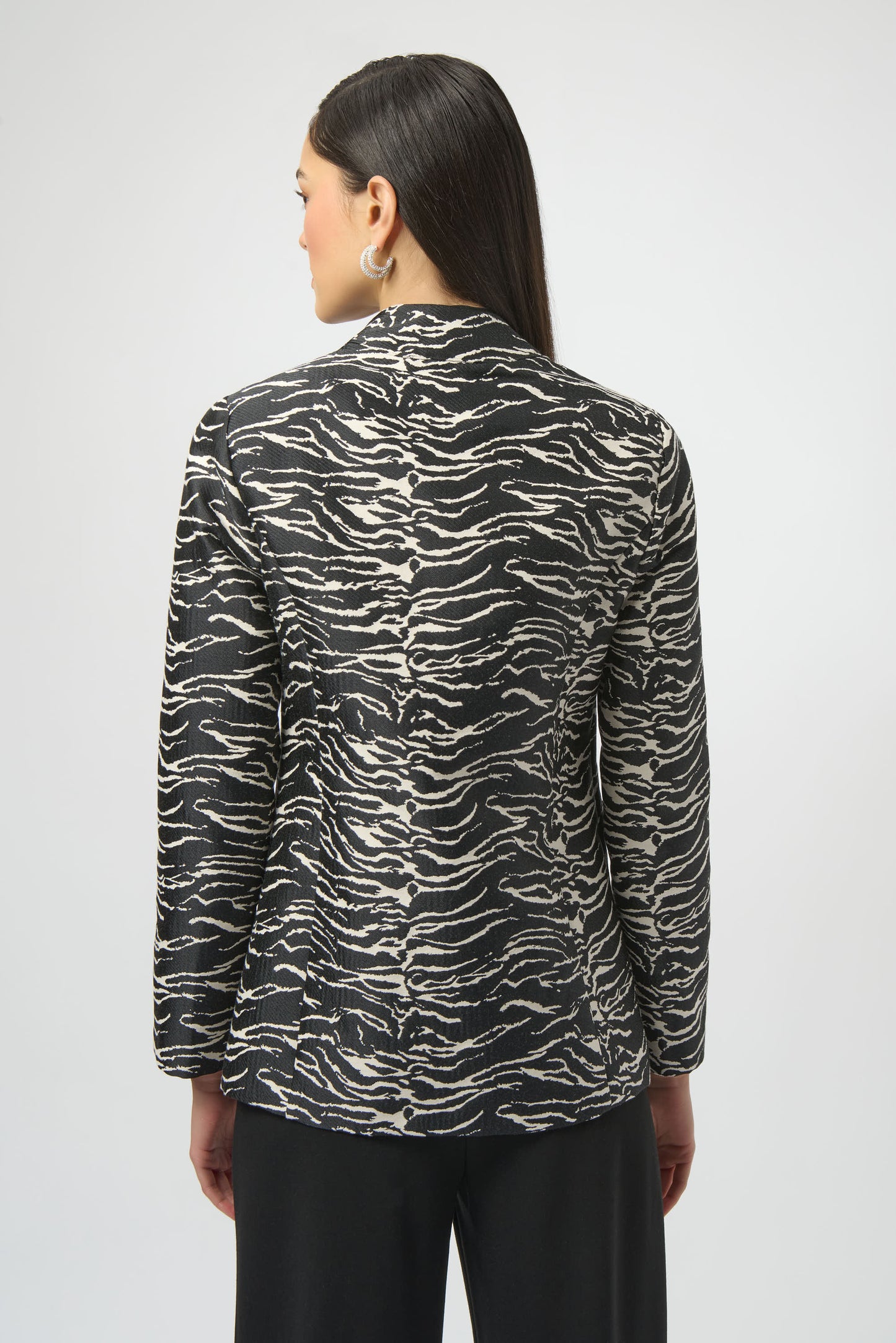 Jacquard Animal Print Straight Blazer