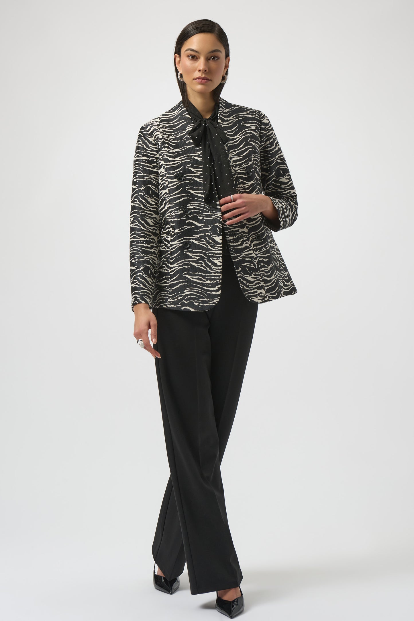 Jacquard Animal Print Straight Blazer