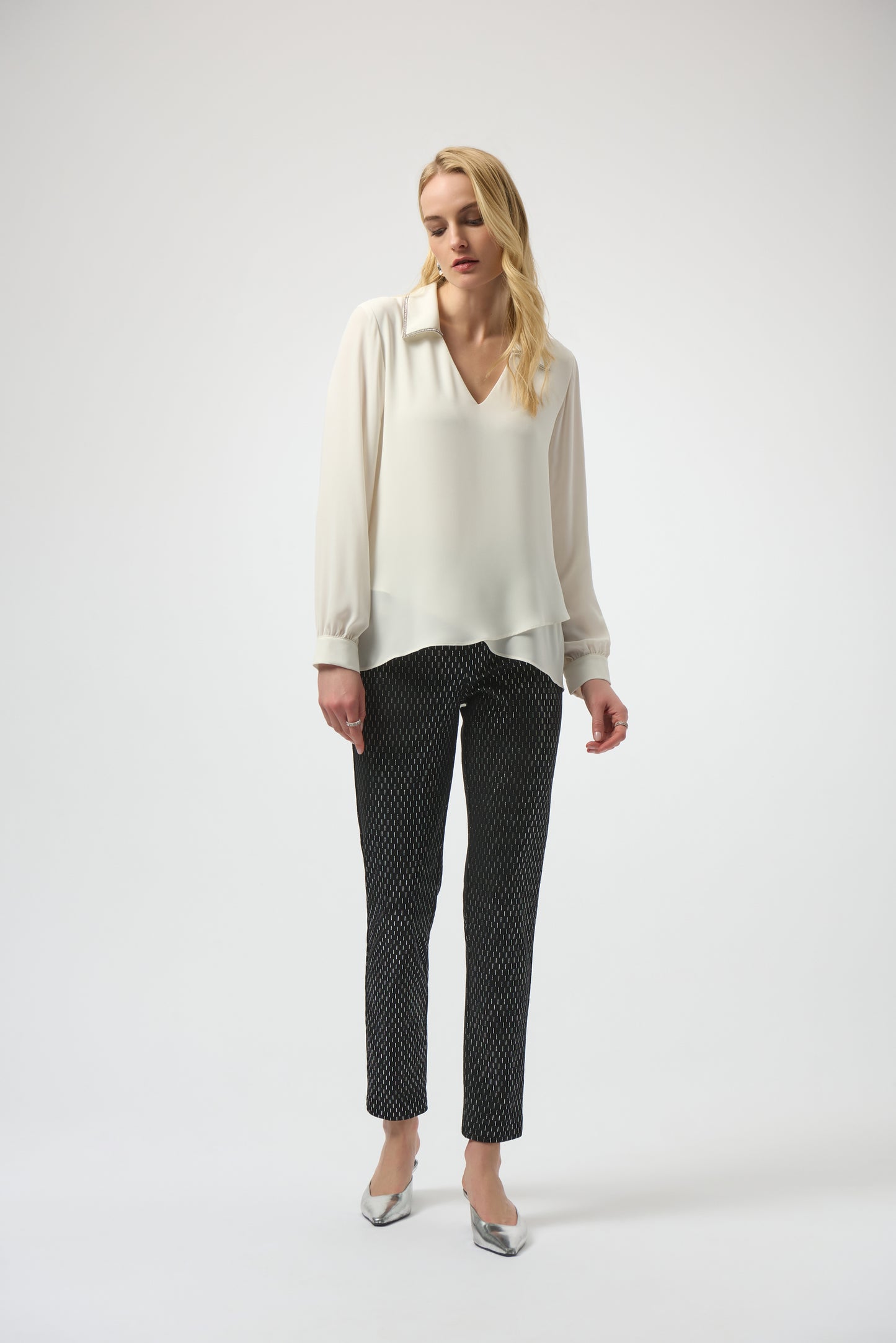 Foiled Heavy Knit Slim Fit Pants