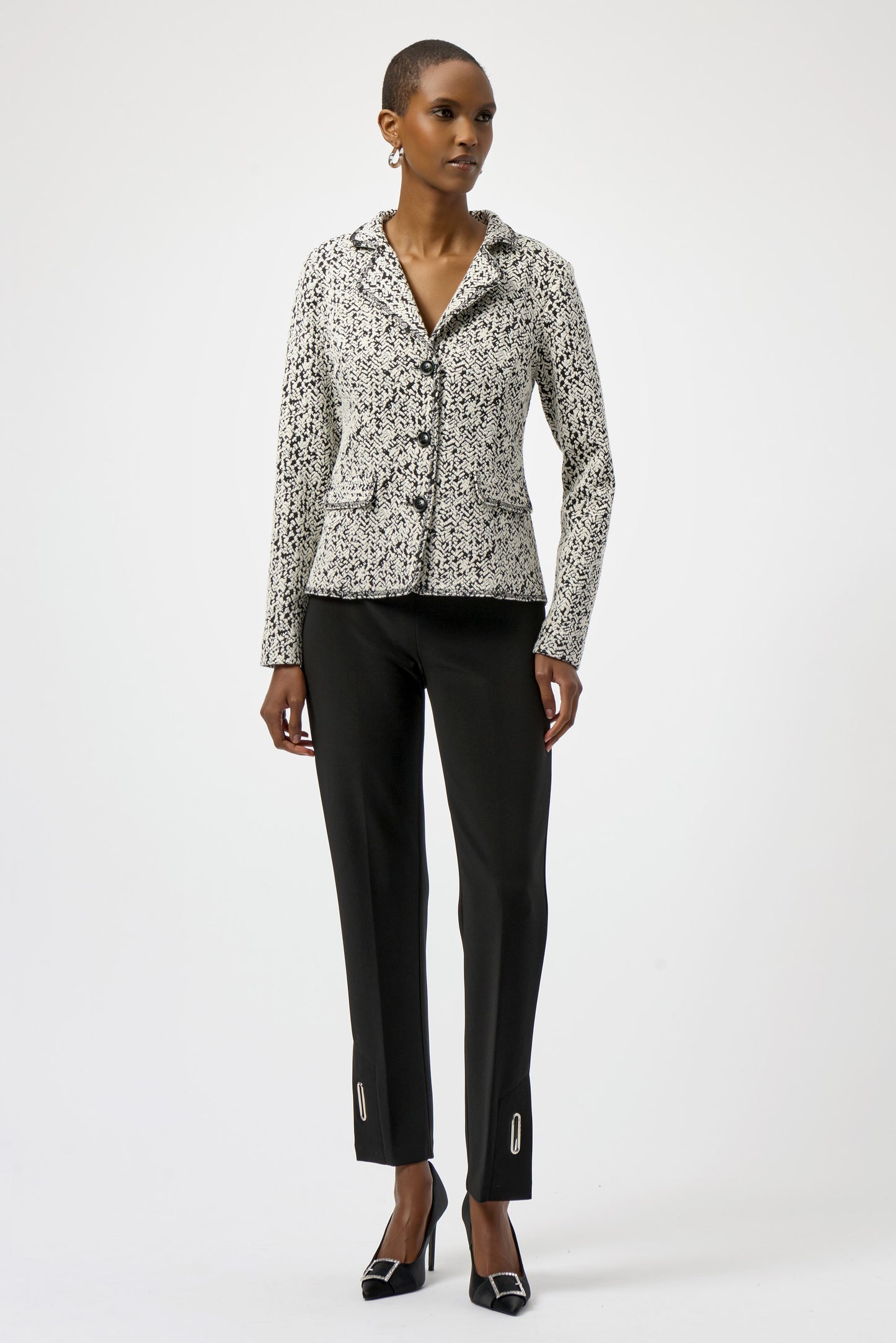 Abstract Jacquard Knit Fitted Blazer