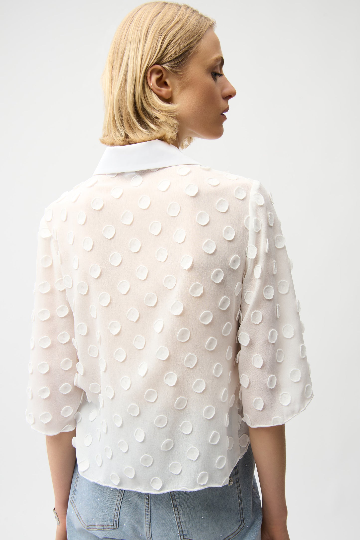 Dot Jacquard Boxy Blouse