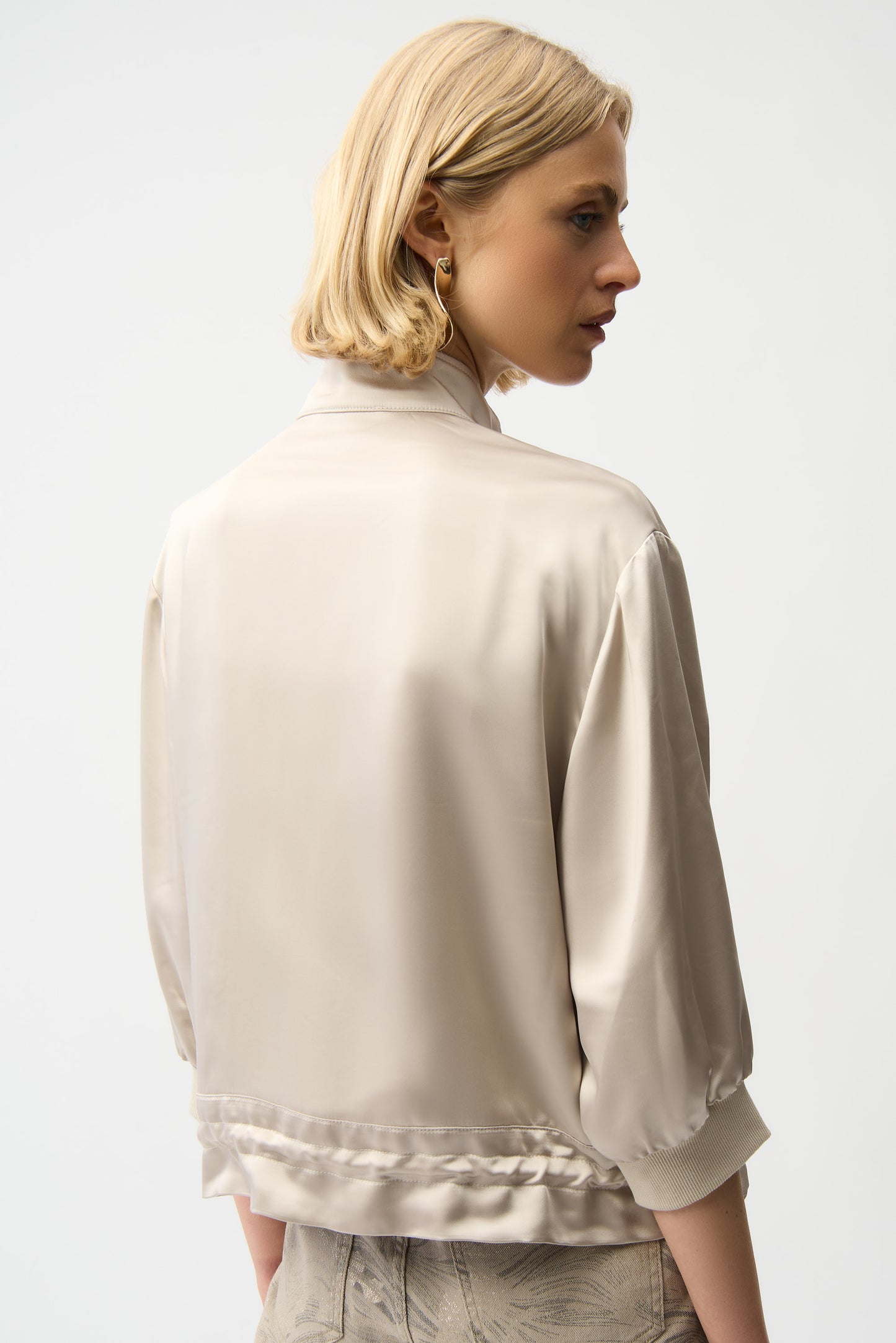 Satin Boxy Blouson Jacket With Drawstring Hem