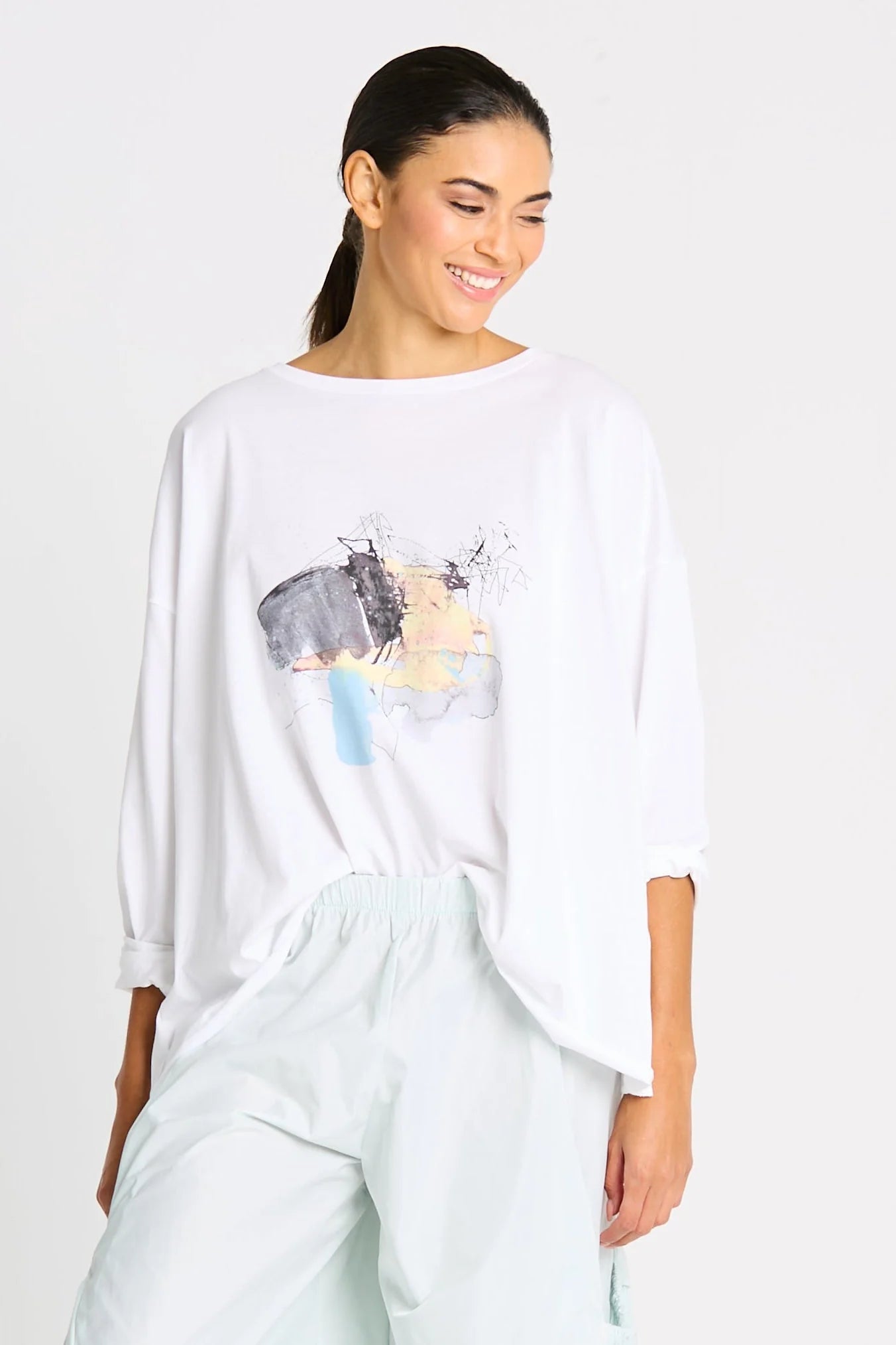 Pima Cotton Watercolor Luxury Boxy Tee