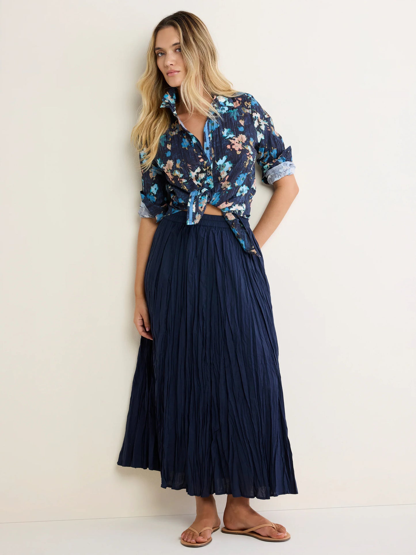 Indigo Floral Core Cotton Shirt
