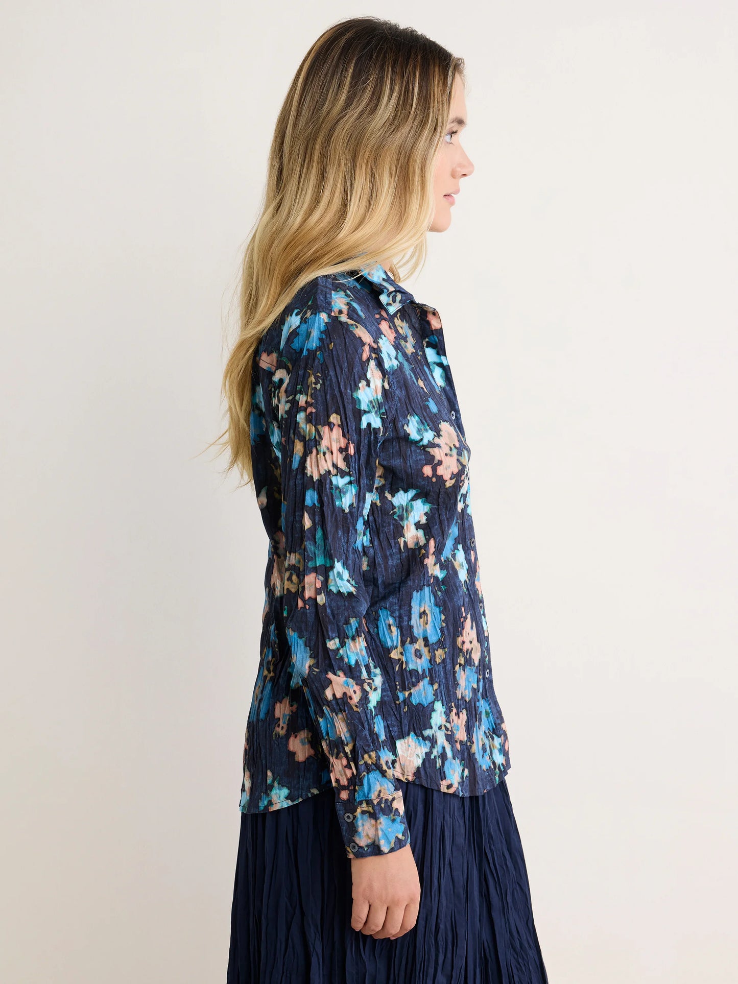 Indigo Floral Core Cotton Shirt