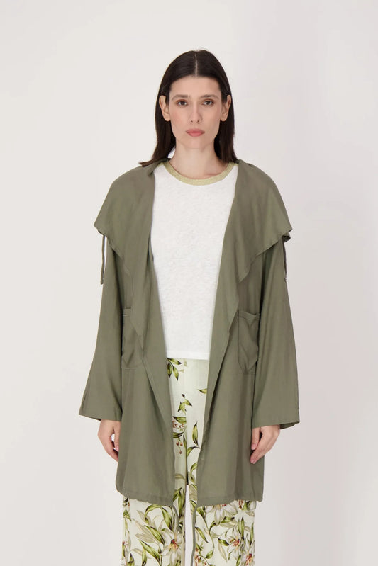 Draped Collar Cargo Cardigan