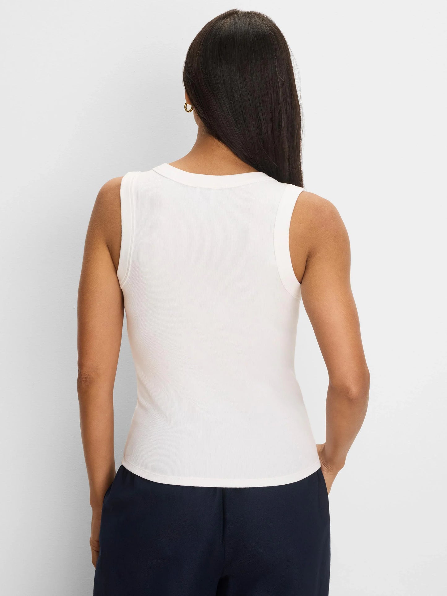 Perfect Rib Knit Studded Tank White