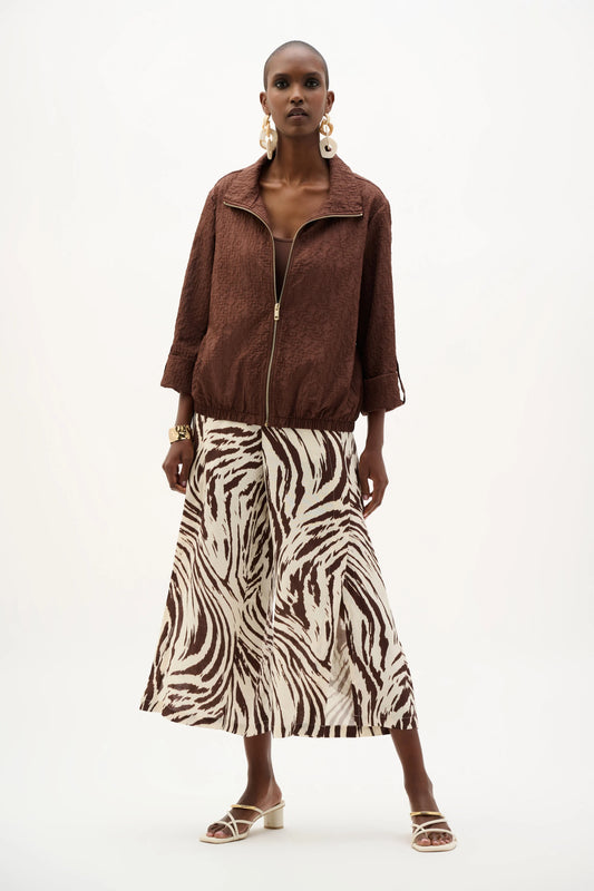 Jacquard Bomber Jacket With Funnel Collar