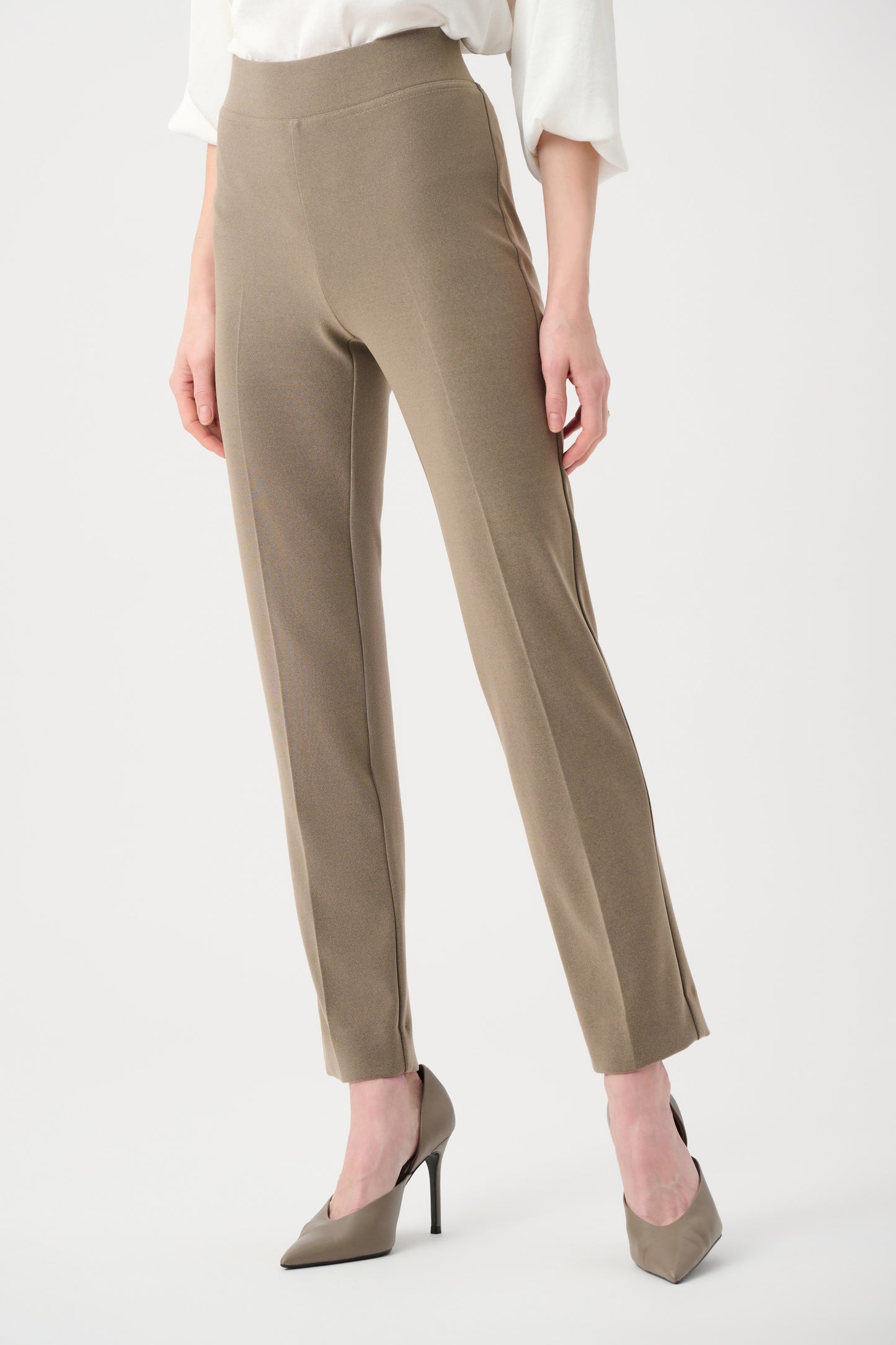 Melange Silky Knit Straight Leg Pull-on Pants