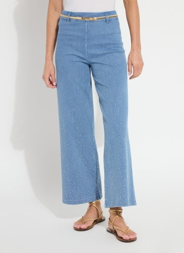 Erin Crystal Embellished Wide Leg Denim