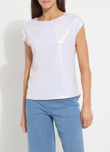 Metallic Jersey Cap Sleeve Top